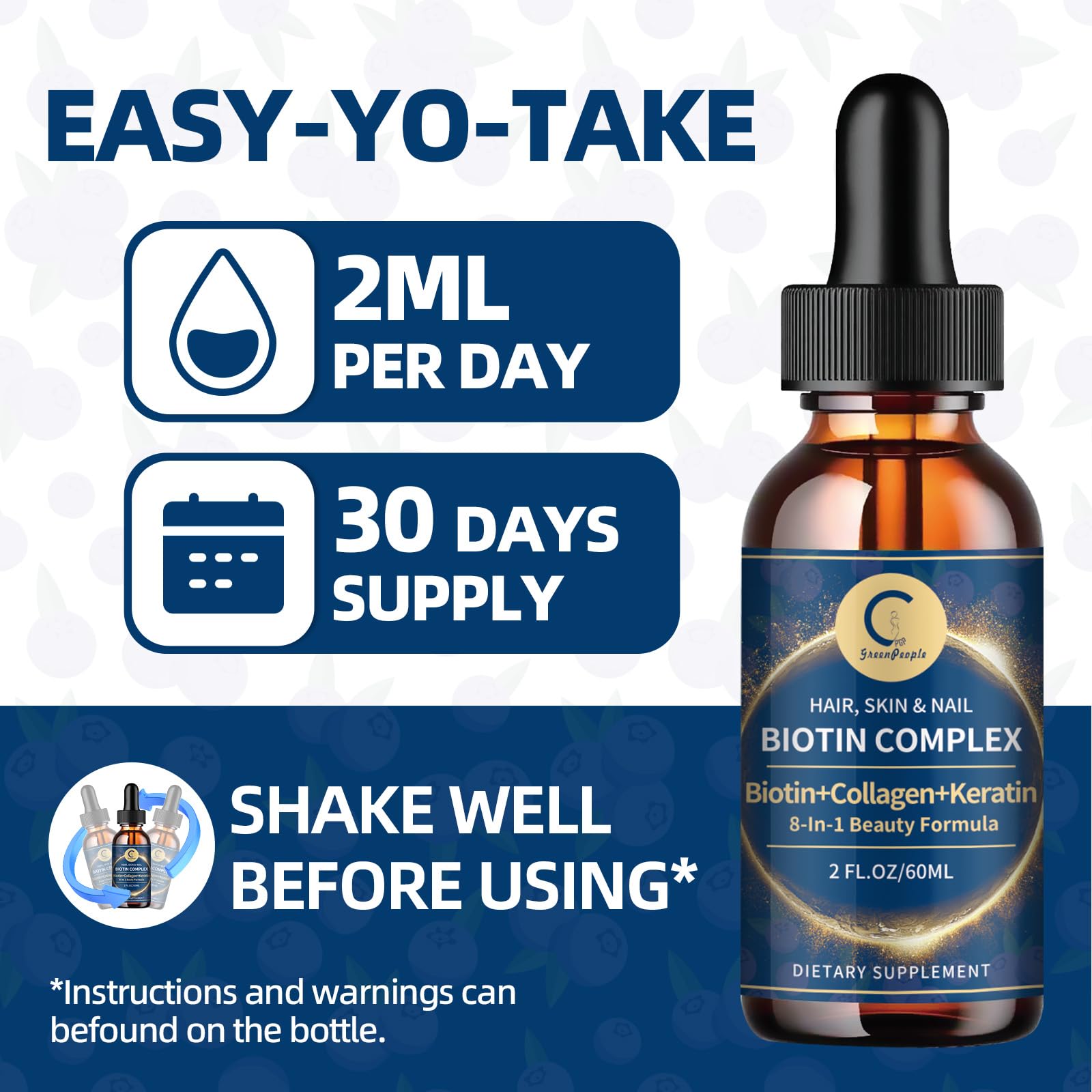 Healthy hair, skin, and nails concept with Biotin & Collagen drops