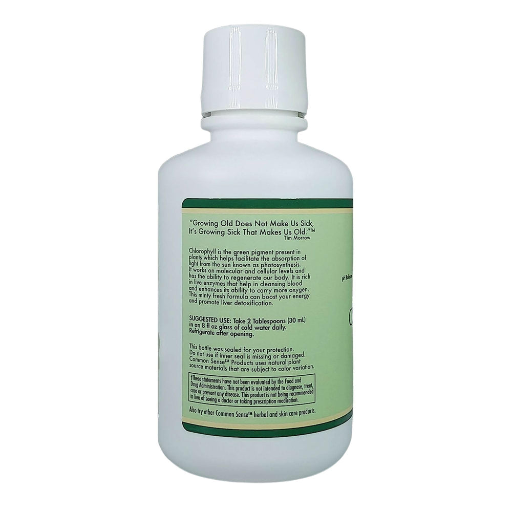 Close-up of Liquid Chlorophyll 16oz label