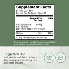Liquid Chlorophyll Drops bottle with dropper dispensing