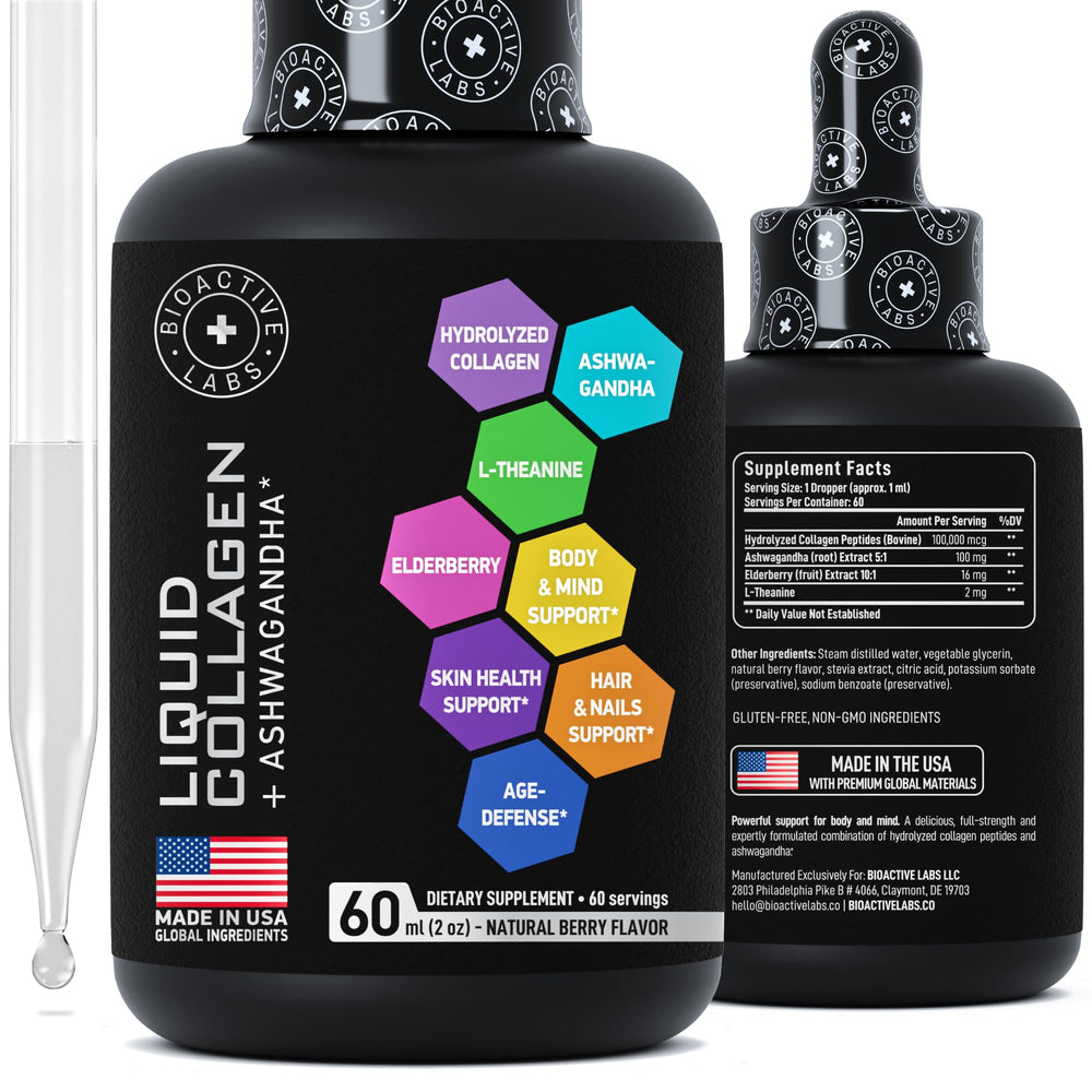 Front label highlighting Berry flavor and collagen + Ashwagandha