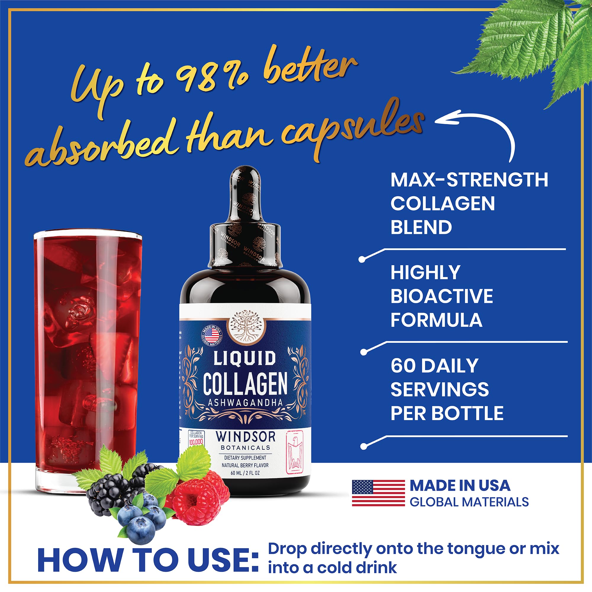 Dropper delivering liquid collagen dose