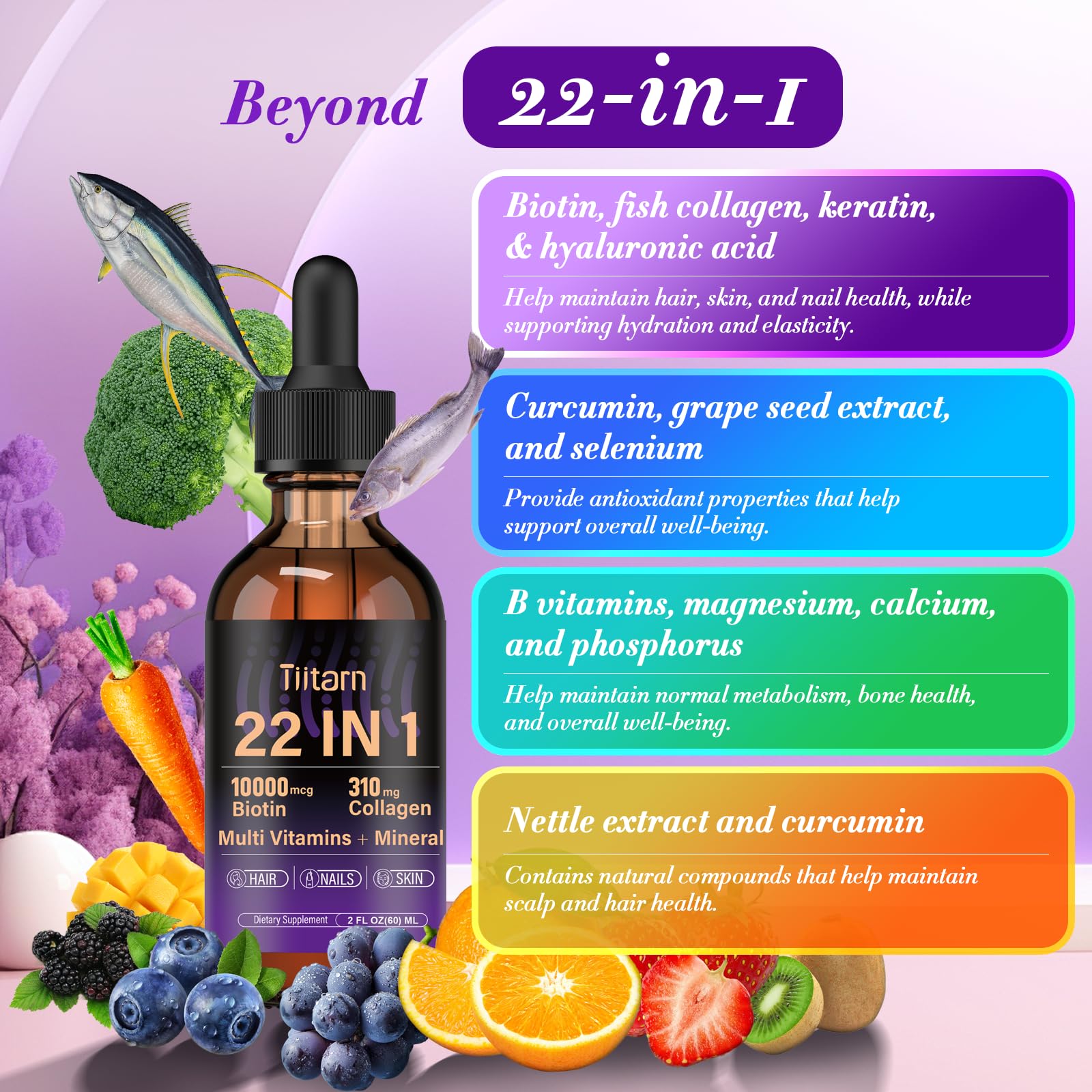 Pouring liquid biotin supplement into a spoon