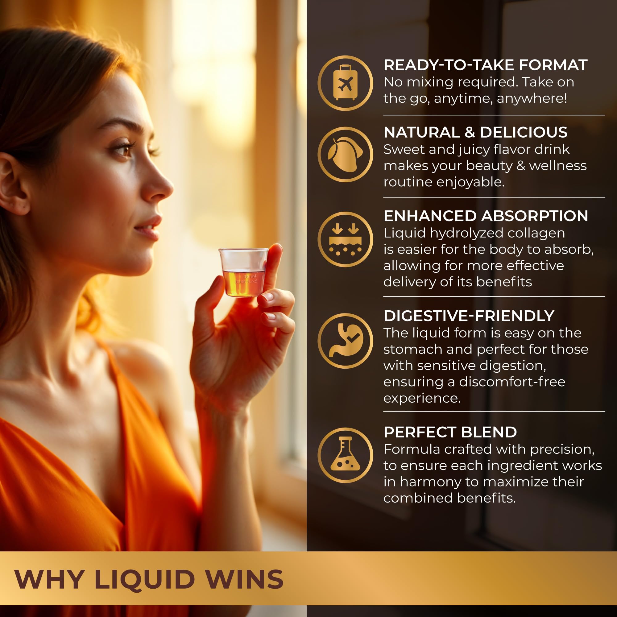 Infographic showing Type I & III collagen, hyaluronic acid and vitamins blend