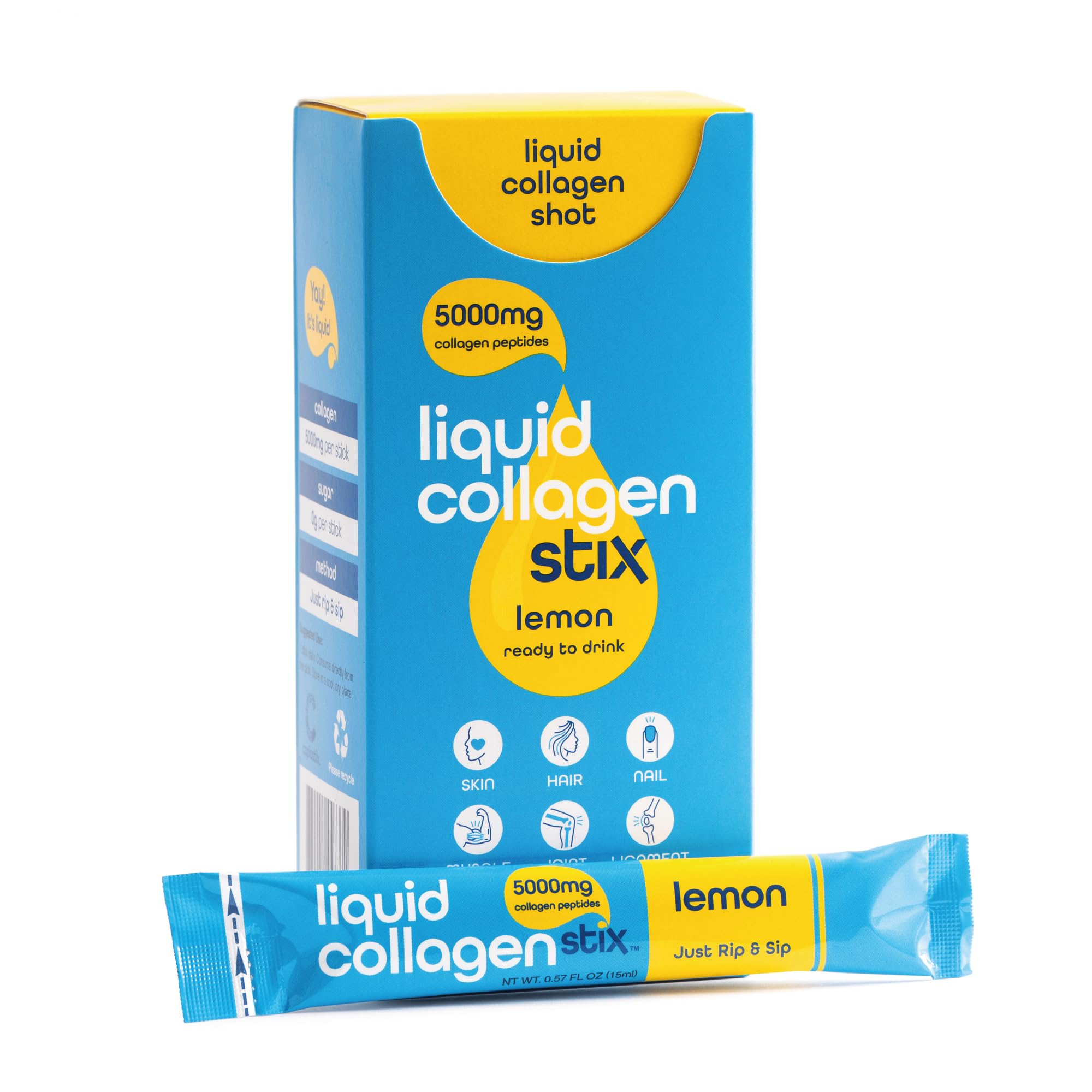 Liquid Collagen Stix bottle with lemon flavor