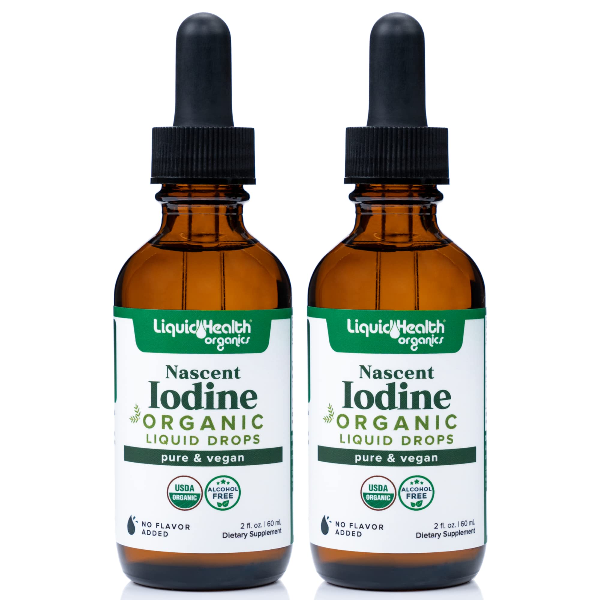 Liquid Health Nascent Iodine Drops bottle and packaging (2-pack)