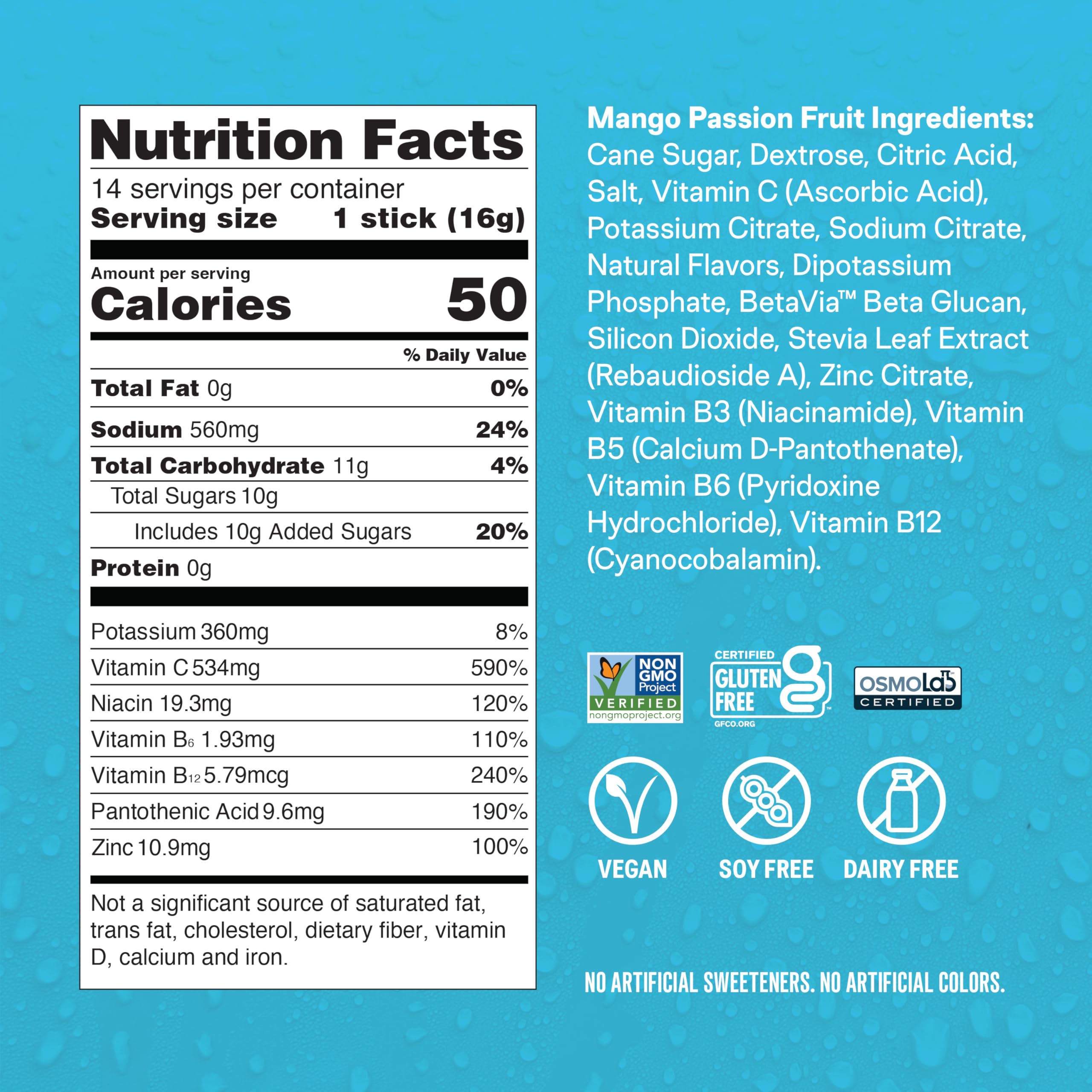 Close-up of Mango Passionfruit flavor Liquid I.V. Hydration Multiplier