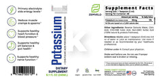 Bottle of Zemvelo Liquid Ionic Potassium Citrate showing 8 oz size