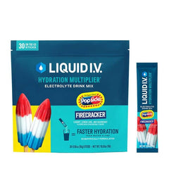 Liquid I.V. Hydration Multiplier Popsicle Firecracker packaging showcases on-the-go hydration.