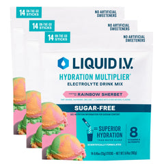 Liquid I.V. Hydration Multiplier Sugar-Free Rainbow Sherbet 3-Pack - front display