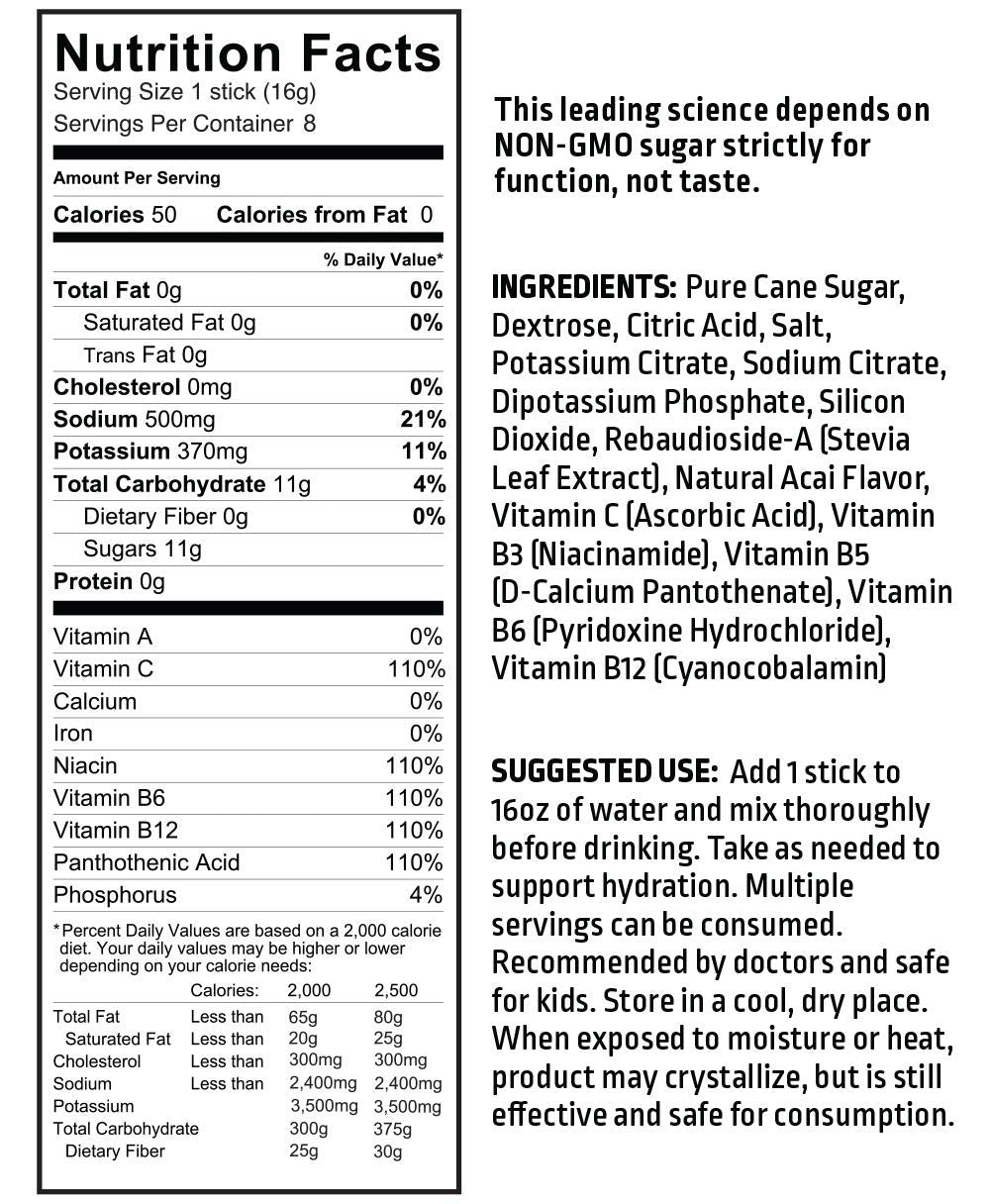Nutrition facts label for Liquid IV Hydration Multiplier Variety Pack.