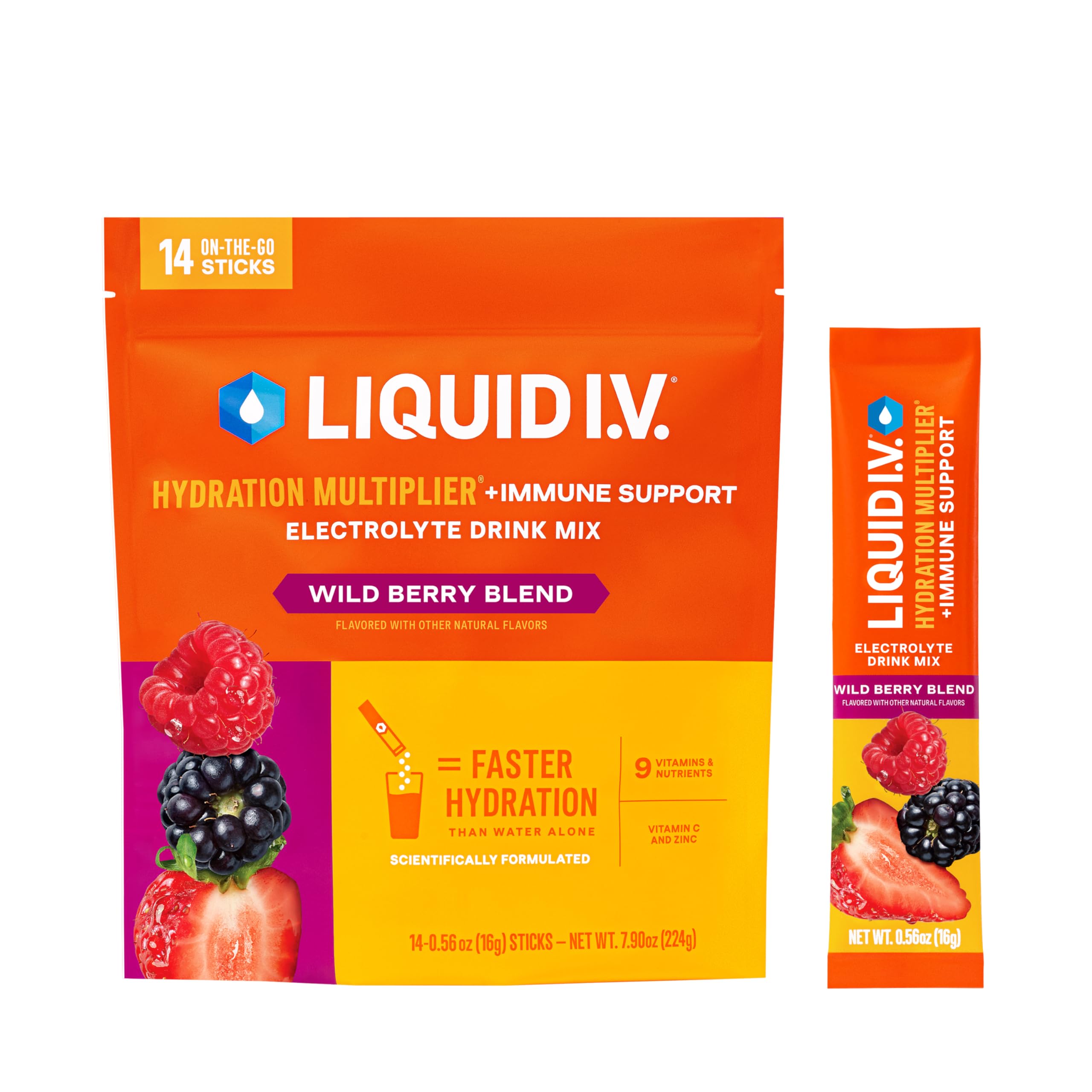 Liquid I.V. Hydration Multiplier Wild Berry 14-serving packaging