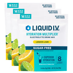 Liquid I.V. Hydration Multiplier Sugar-Free Lemon Lime 3-pack box front