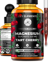 Bottle of Liquid Magnesium Glycinate 420 mg with Tart Cherry Extract