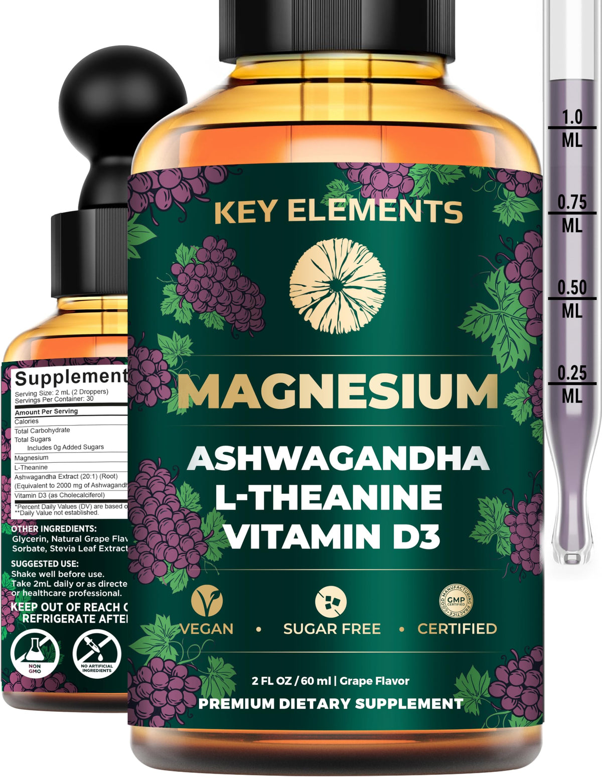 Liquid Magnesium Glycinate Sleep Supplement bottle with dropper