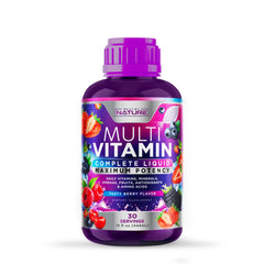 15 oz bottle of berry-flavored liquid multivitamin