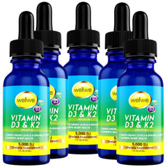 Bottle of Liquid Vitamin D3 K2 Drops 5000 IU with dropper