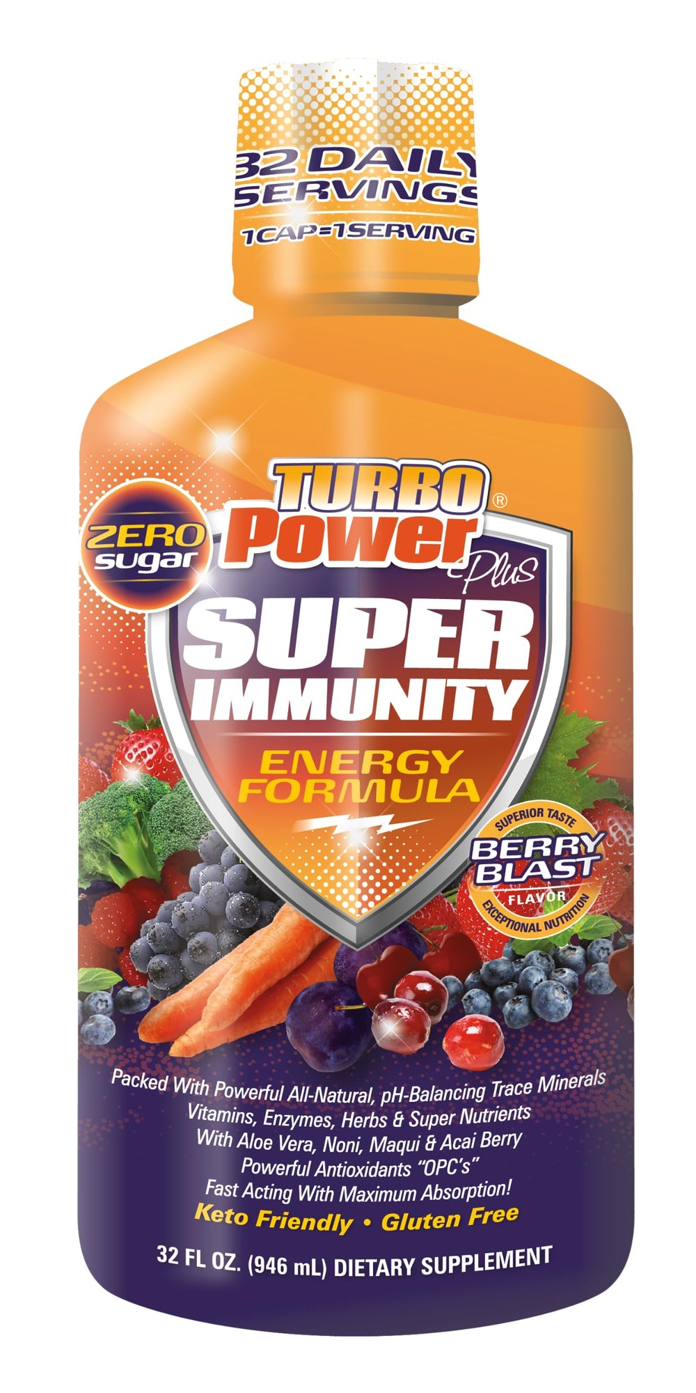 Bottle of Liquid Vitamin Turbo Power Plus front view