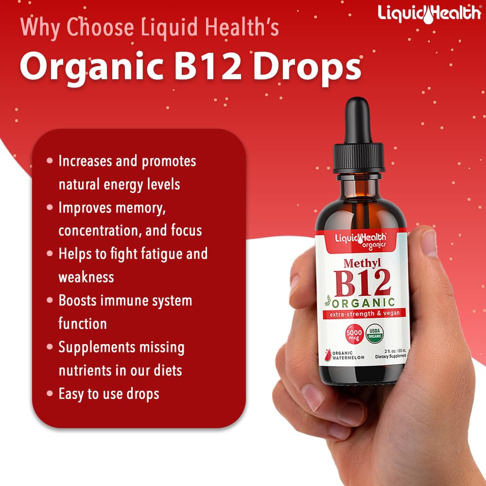 USA-made LIQUIDHEALTH Vitamin B12 methylcobalamin bottle