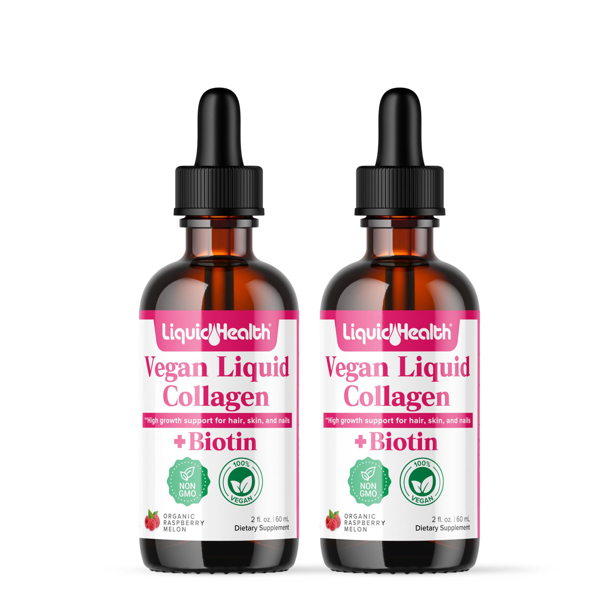 LIQUIDHEALTH vegan collagen drops in a 2-pack product hero image