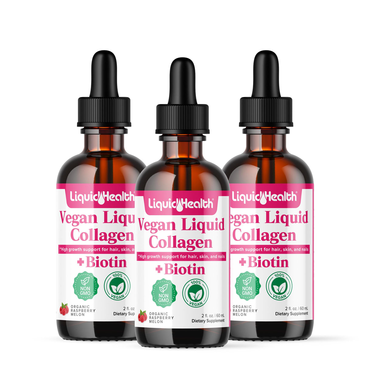 LIQUIDHEALTH vegan collagen drops 3-pack, USA made