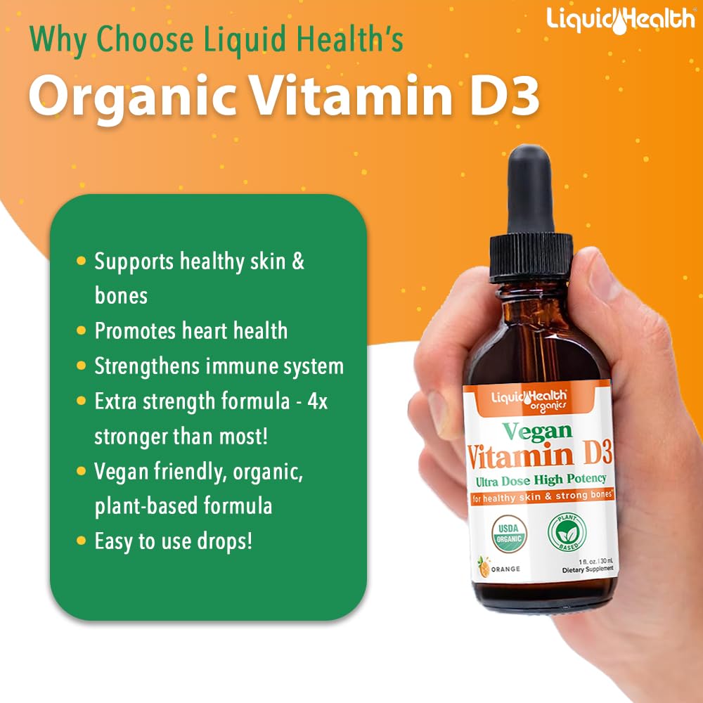 LIQUIDHEALTH Vitamin D3 orange-flavor pour highlights tasty immune support option