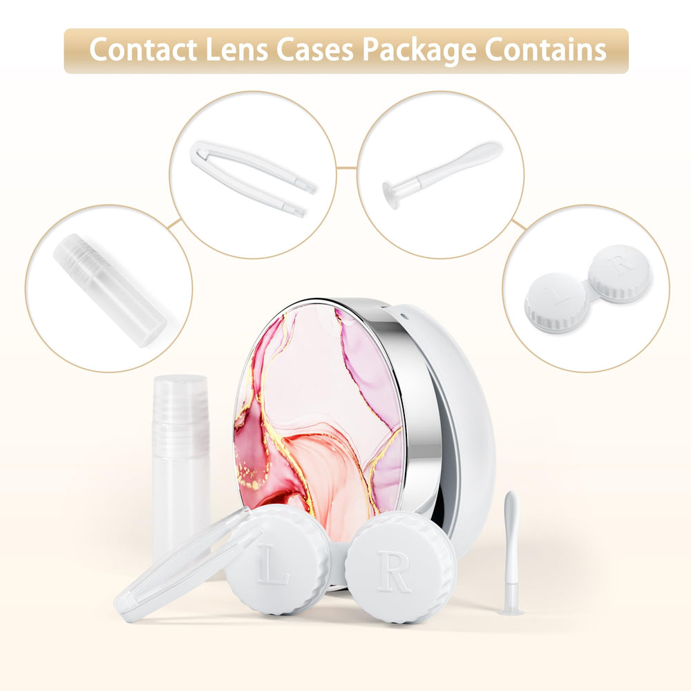5-in-1 complete contact lens care kit: case, mirror, bottle, tweezers, remover stick