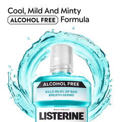 Back packaging view of Listerine Cool Mint Alcohol-Free Mouthwash 6-pack