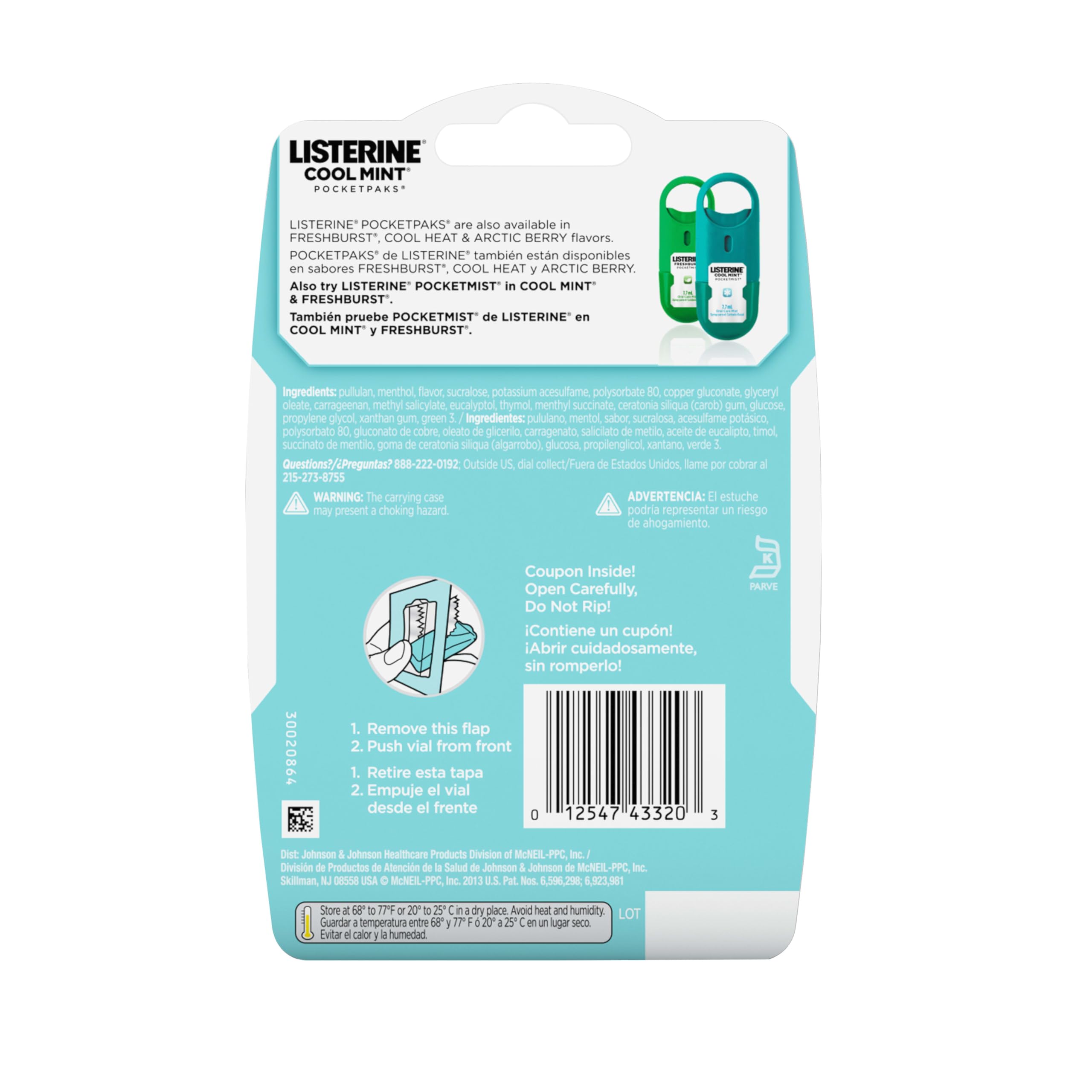 Box and individual packs of Listerine PocketPaks Cool Mint