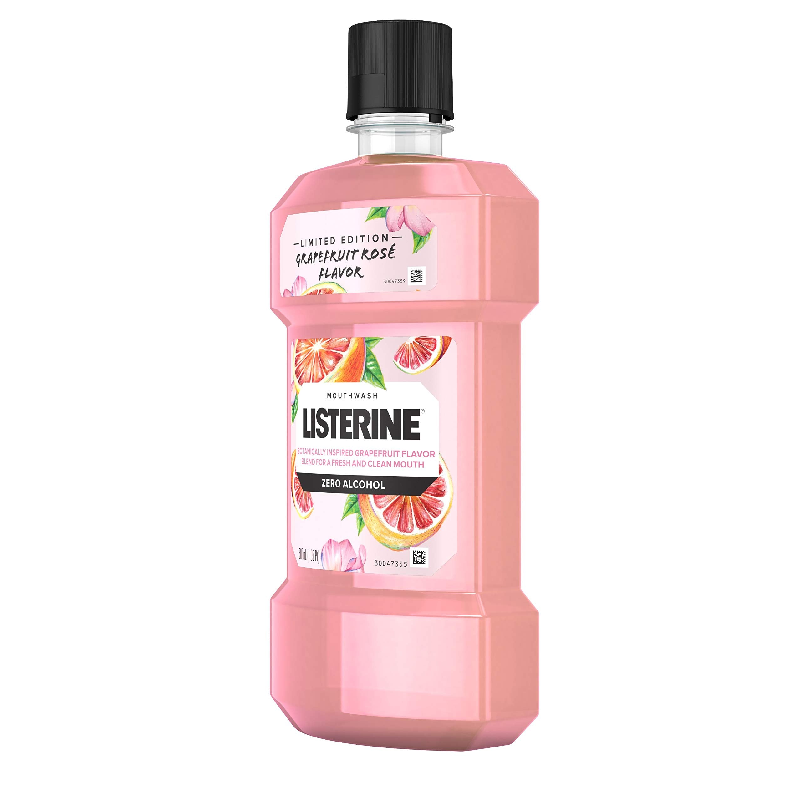 Bottle of Listerine Zero Alcohol Mouthwash Grapefruit Rose 500 mL