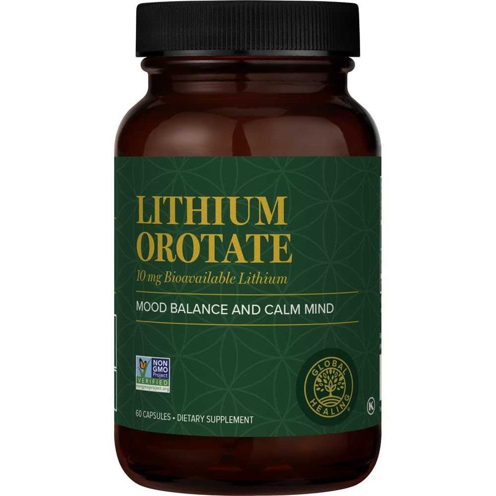 Global Healing Center Lithium Orotate 10mg bottle with 60 capsules