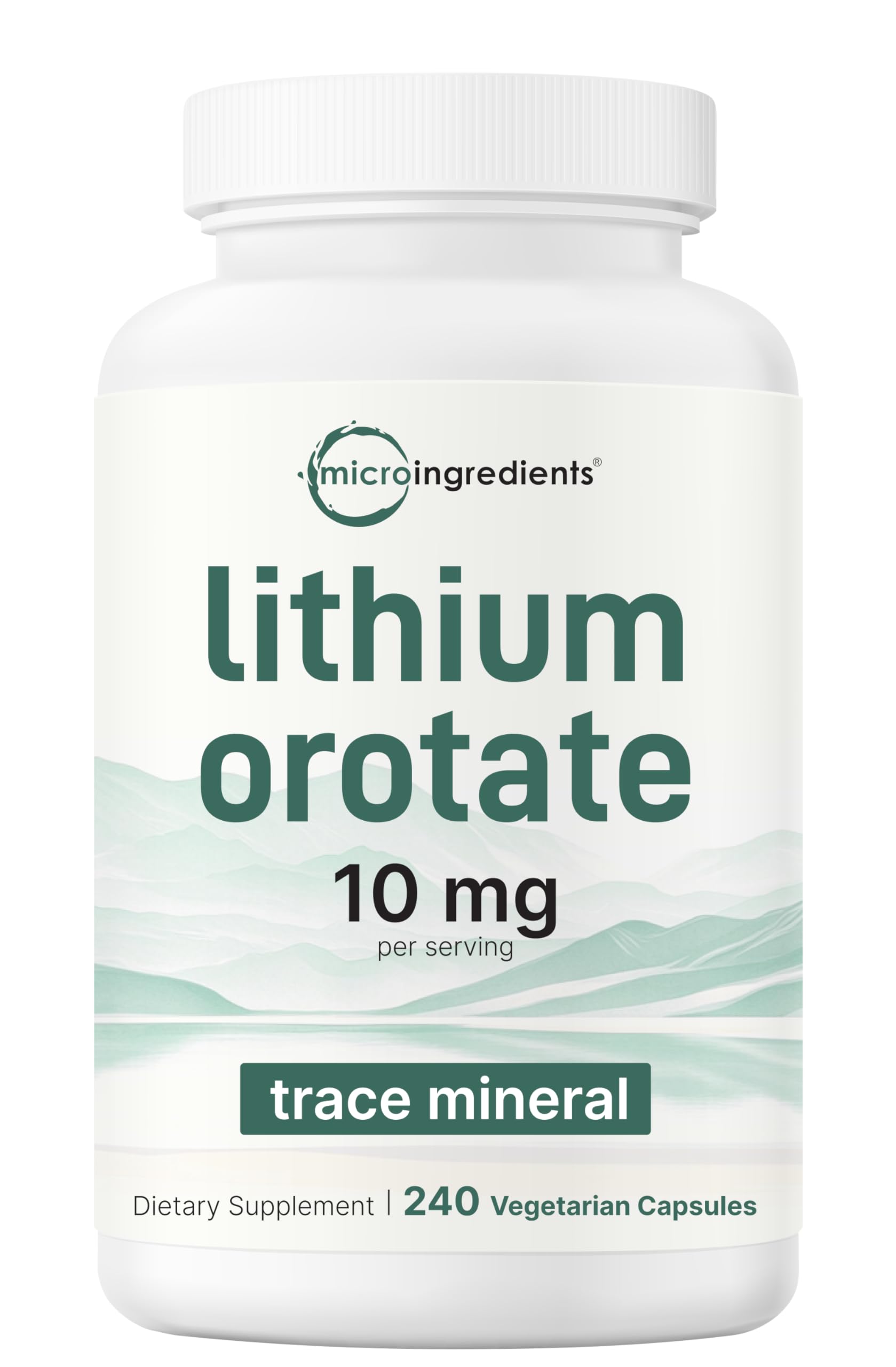 Lithium Orotate 10mg 240 vegetarian capsules pouch