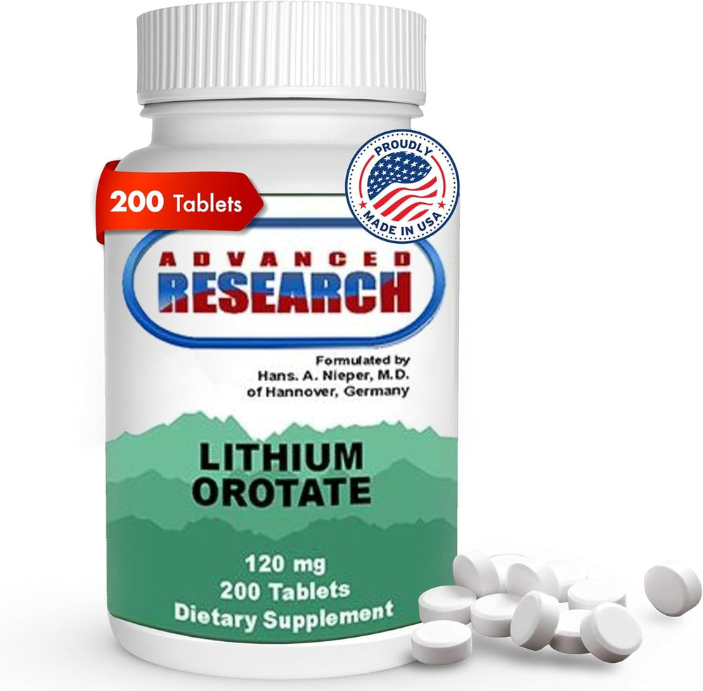 Lithium Orotate 120 mg 200 tablets bottle