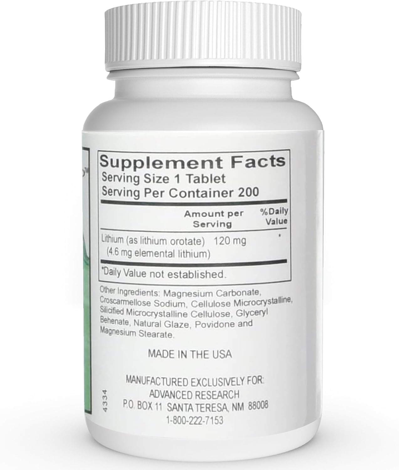 Nutrient Carriers Lithium Orotate bottle and label