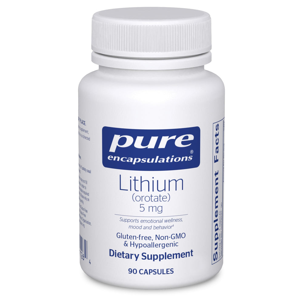 Pure Encapsulations Lithium Orotate 5 mg bottle - brain support