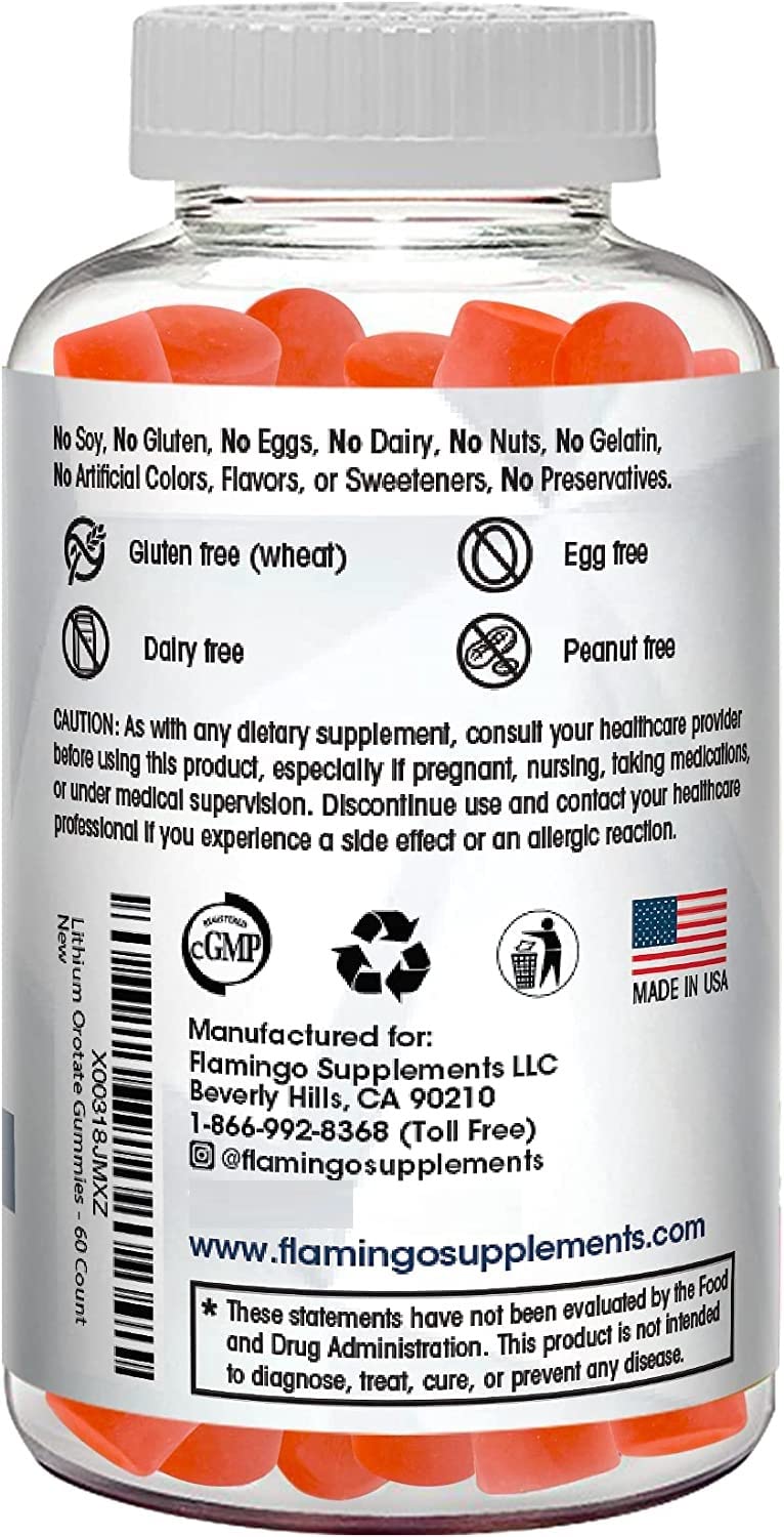 Serving suggestion: lithium orotate gummies on white surface