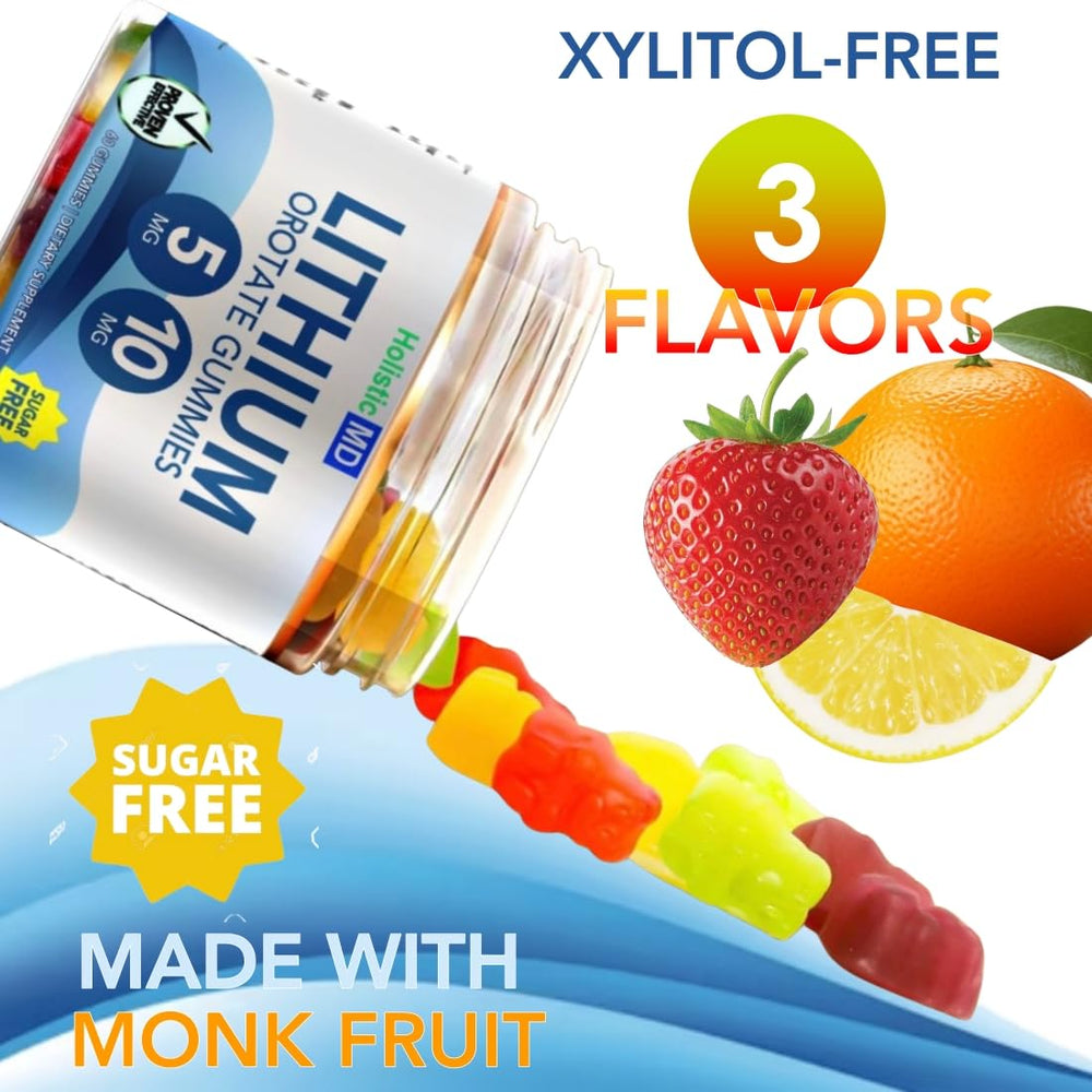 Gummies in three flavors: Lemon, Strawberry, Orange