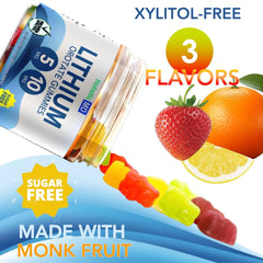 Gummies in three flavors: Lemon, Strawberry, Orange