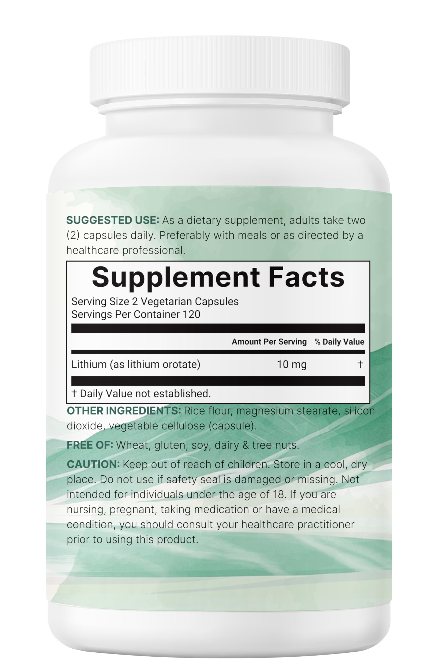 Non-GMO and gluten-free icons for Lithium Orotate