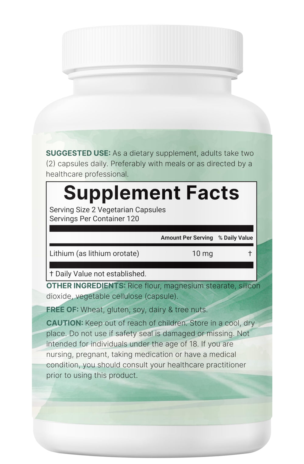 Non-GMO and gluten-free icons for Lithium Orotate