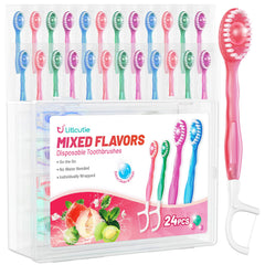 Litlcutie 24-pack 5-in-1 disposable toothbrushes front view