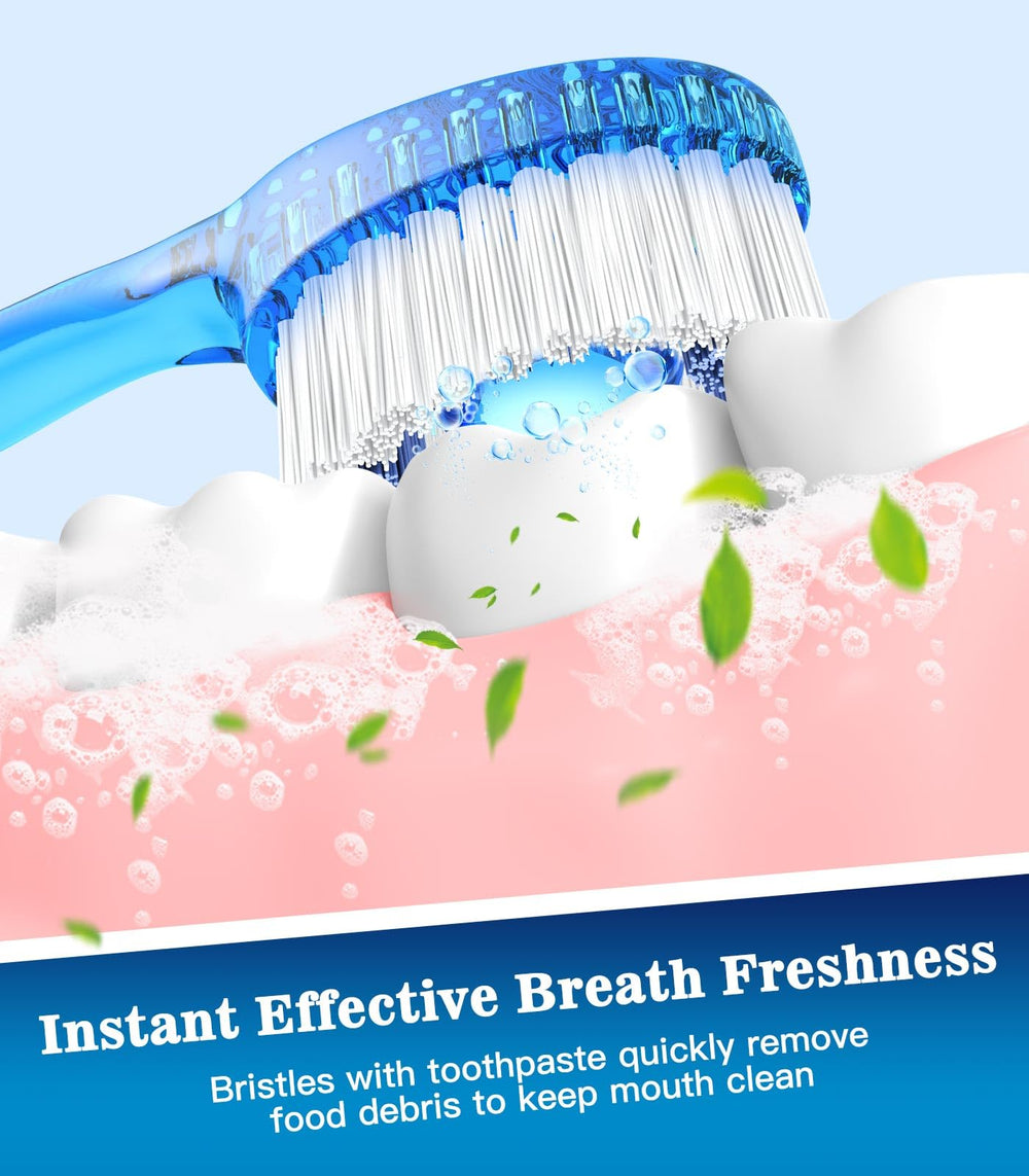 Close-up of Litlcutie 5-in-1 toothbrush showing toothpaste gel, floss and toothpick