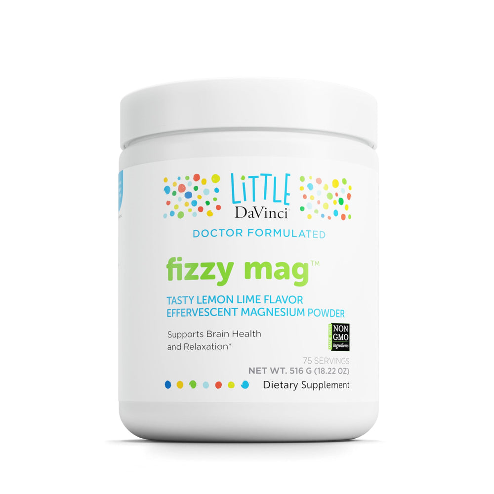 Front view of Little DaVinci Fizzy Mag Lemon Lime bottle, 516 g