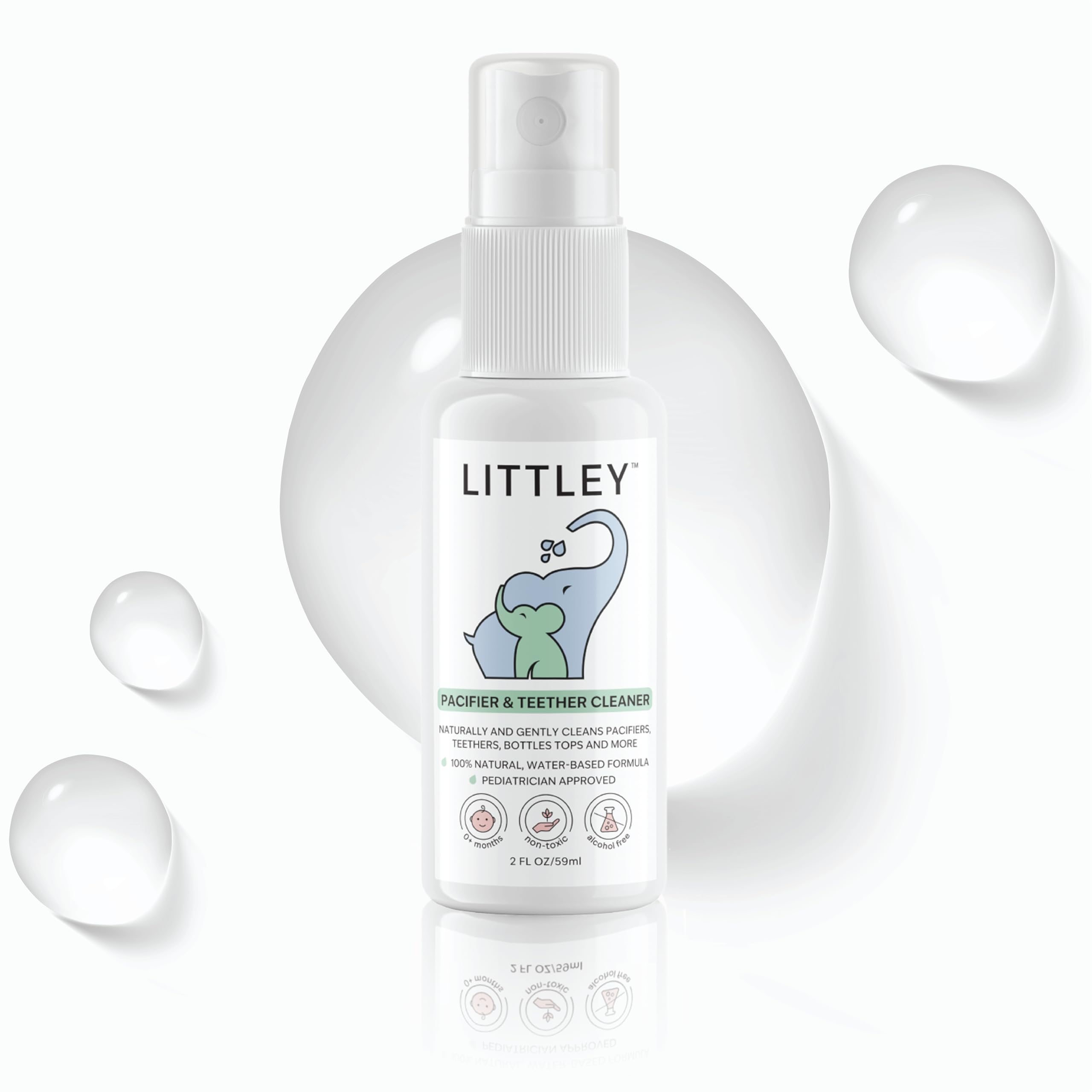 Hero image of Littley Pacifier & Teether Cleaner with HOCl label