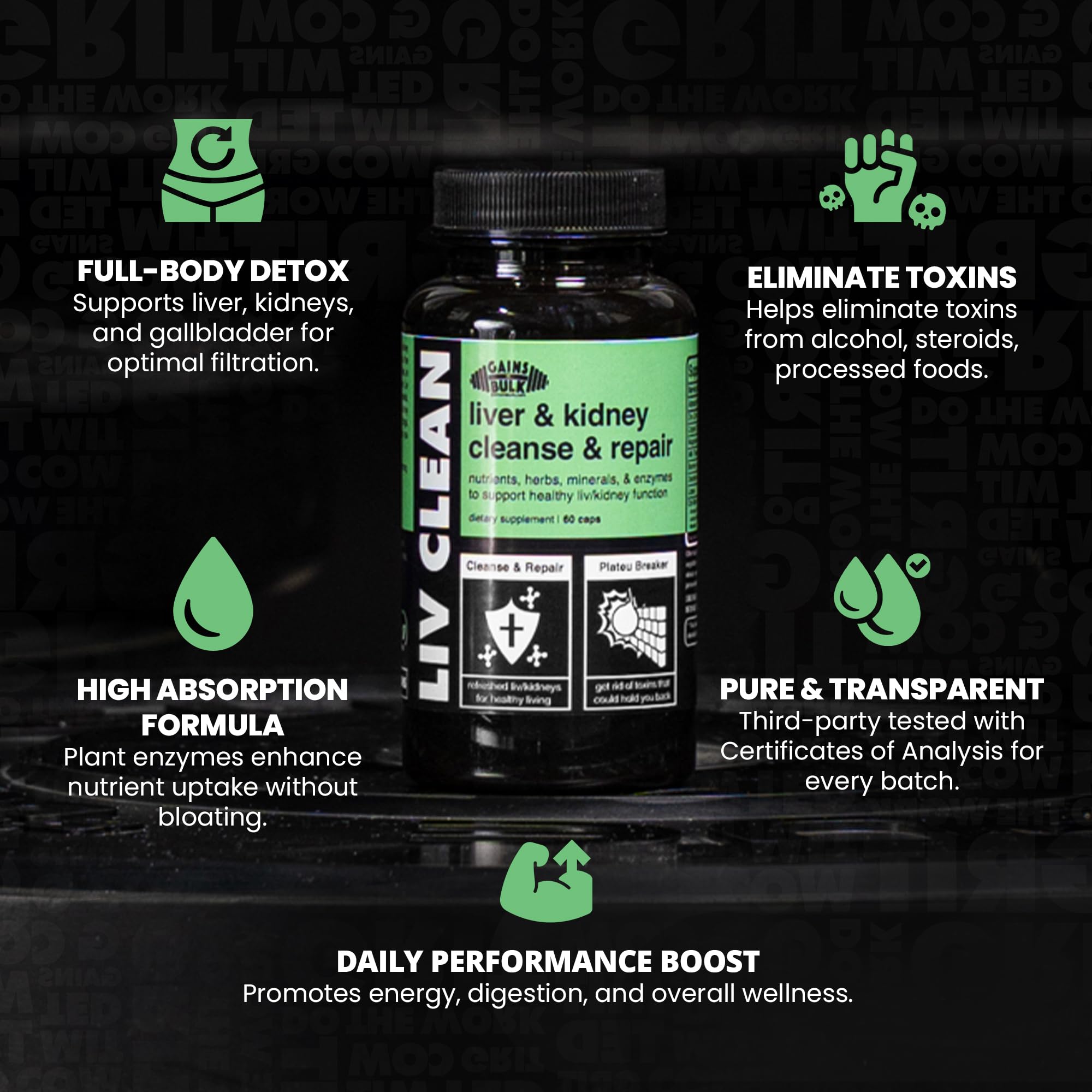 Digestive enzymes illustration representing Liv Clean formula