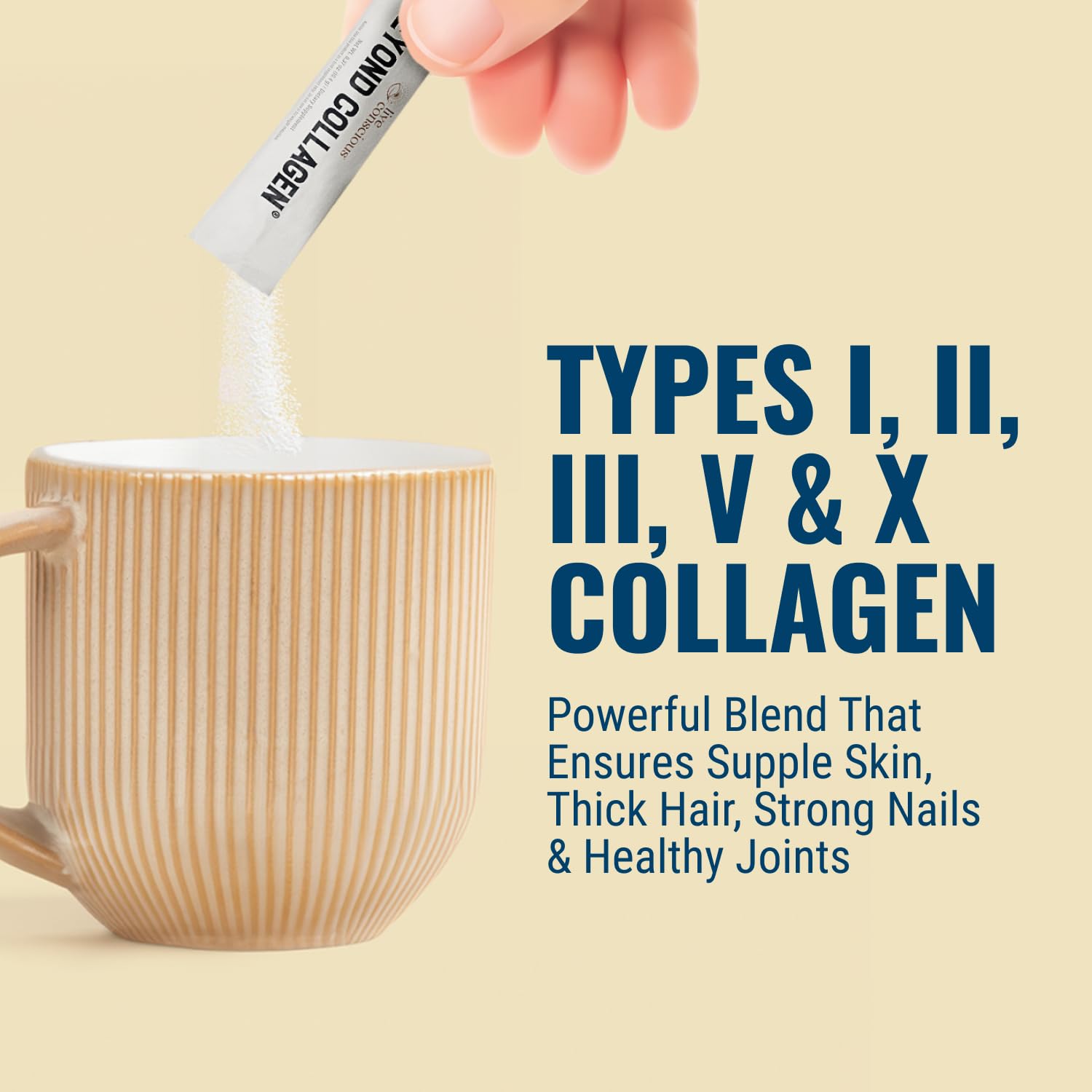 Dissolving Beyond Collagen powder in a glass of water