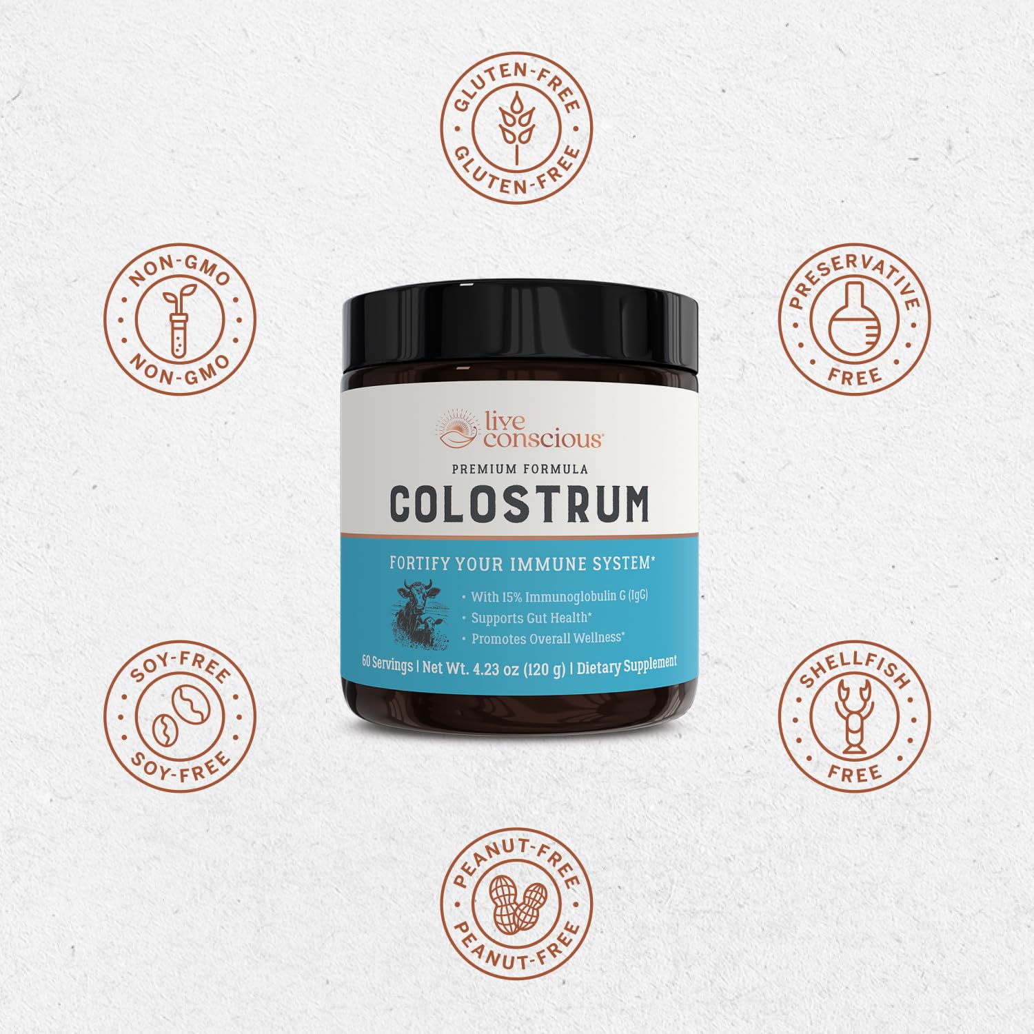 Product on a natural wooden table with a grassy backdrop
