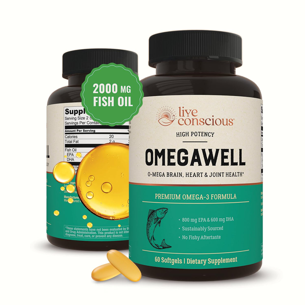 Live Conscious OmegaWell Omega-3 2000mg softgels bottle