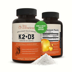 Live Conscious Vitamin K2 MK7 with D3 bottle and label