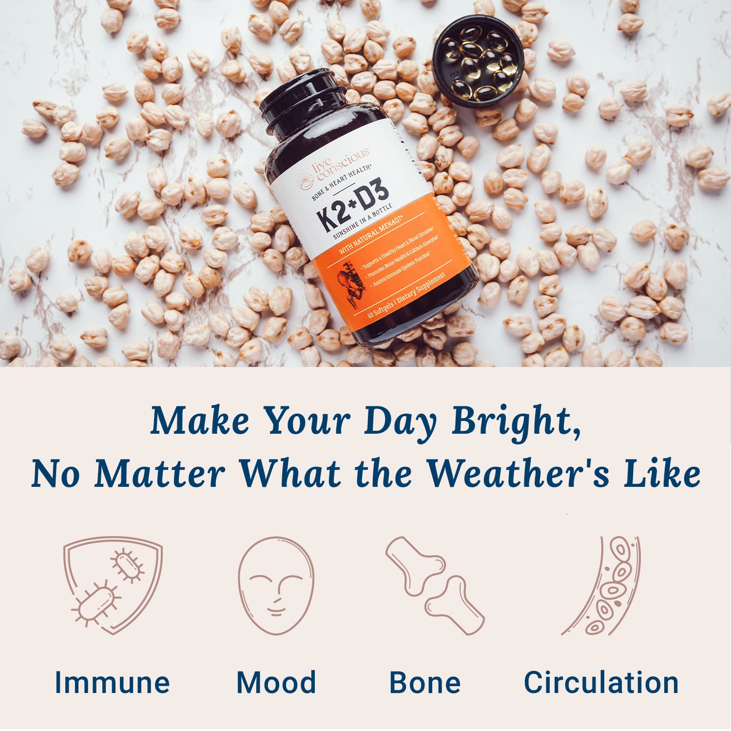 Close-up of K2 MK7 and D3 ingredients