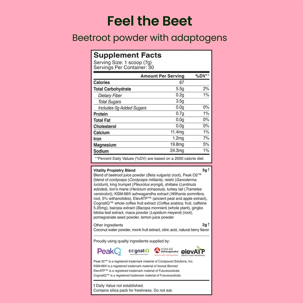 LIVE IT UP Feel The Beet scoop-dispense captures convenient daily ritual for brain and vitality.